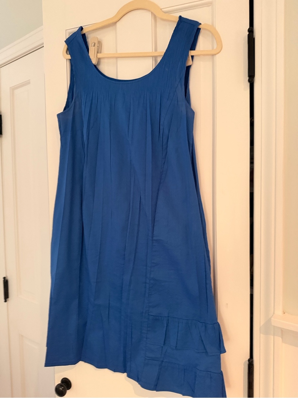 Sleeveless Royal Blue Midi Dress with Ruffled Hem